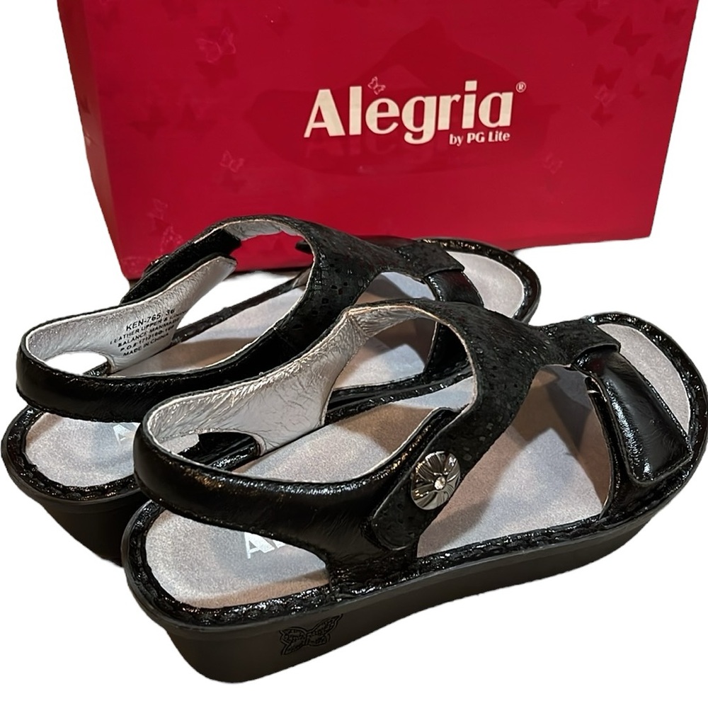 ALEGRIA KENDRA SLINGBACK SANDALS TILE ME MORE BLACK EU SIZE 36 US 6-6.5 LIKE NEW - Picture 3 of 15